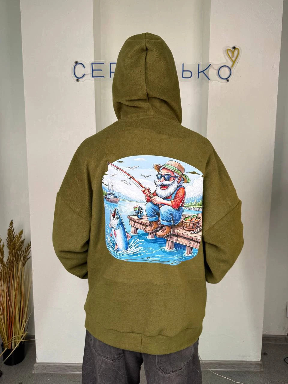 Кофта флісова з інтегрованою балаклавою та принтом