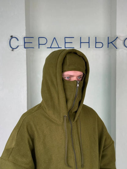 Кофта флісова з інтегрованою балаклавою та принтом