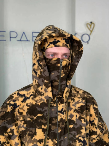 Кофта флісова з інтегрованою балаклавою та принтом