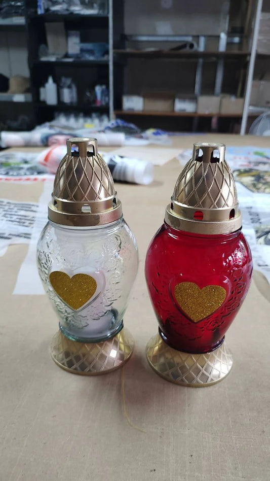 Лампадка скляна пам'ятна (Серце / Тризуб)