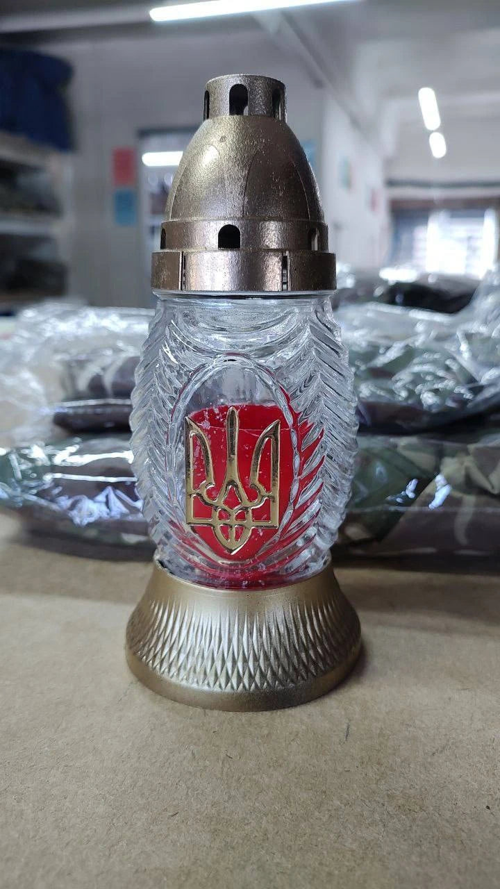 Лампадка скляна пам'ятна (Серце / Тризуб)